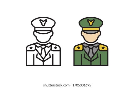 Badge military officer avatar. Vector illustration in a flat style.