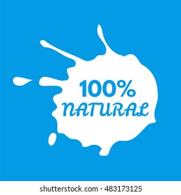Badge Milk. Splash and blot isolate on background. Emblems Clean