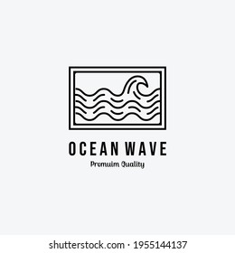 Badge of Minimal Line Art of Ocean Beach Logo Vector Illustration Design, Coast Guard in the Marine Concept