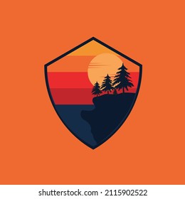 badge mountain logo design vector. logo for adventurous community