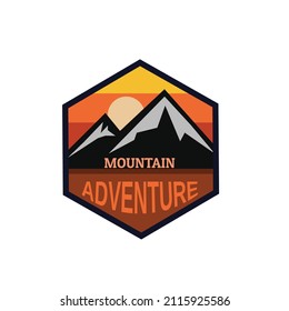 badge mountain logo design vector. logo for adventurous community