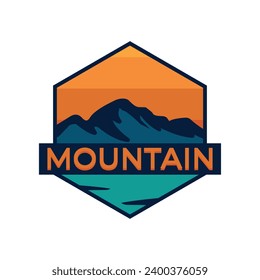 badge mountain logo, outdoor hill logo vector illustrator design