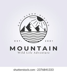 badge mountain logo vector, adventure outdoor pins icon vector illustration design