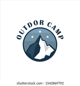 Badge Mountain vintage logo design inspiration, Mountain illustration, outdoor adventure . Vector graphic print for t shirt. - Vector