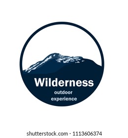Badge with mountains in flat style. Vector illustration