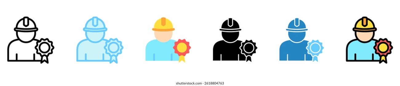 Badge multi style, mini illustration icon. use for modern concept, print, UI, UX kit, web and app development. Vector EPS 10, related to labor day, industry, worker.