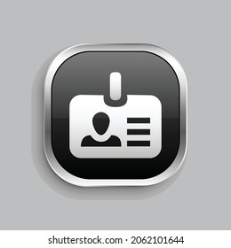 badge name icon design. Glossy Button style rounded rectangle isolated on gray background.. Vector illustration