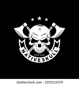 Badge Native Skull Cross Skull Vector Illustration Graphic Logo Design Template