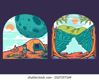 badge nature outdoors vector print illustration