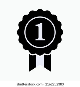 Badge Number One. No 1 Medallion Symbol Within Glyph Style - Vector.