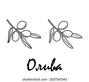 Badge olive with the inscription "olive" in Russian. Vector, eps