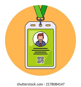badge on the neck for personal identification. flat vector illustration.