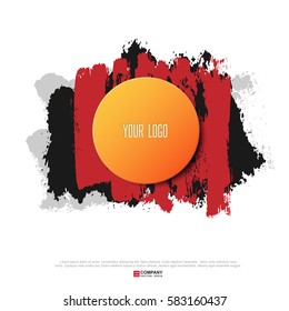 Badge on painted brush background ,Vector eps10