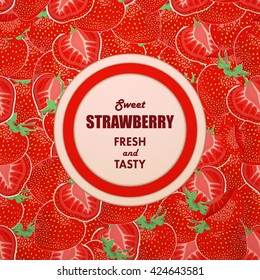 Badge on strawberry background for pack.