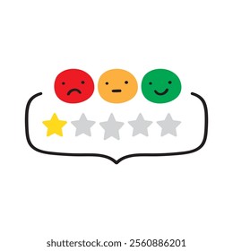 Badge. One star rating review. Vector illustration on white background.