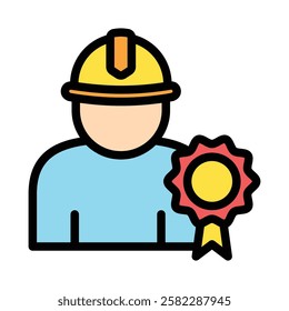Badge outline color icon. use for modern concept, print, UI, UX kit, web and app development. Vector EPS 10, related to industrial, business, finance, investment.