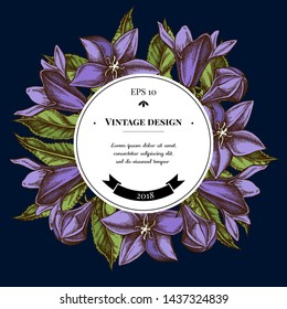 Badge over design with bellflower