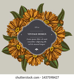 Badge over design with calendula