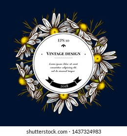 Badge over design with chamomile