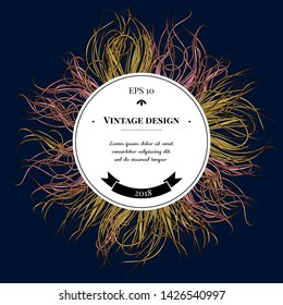 Badge over design with feather grass