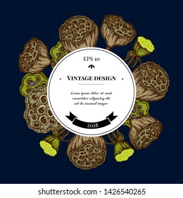 Badge over design with lotus
