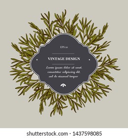 Badge over design with rosemary