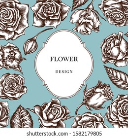 Badge over design with roses