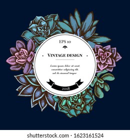 Badge over design with succulent echeveria, succulent echeveria, succulent