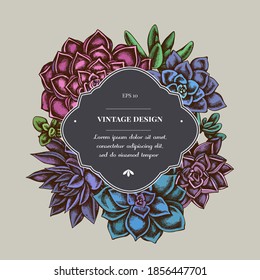Badge over design with succulent echeveria
