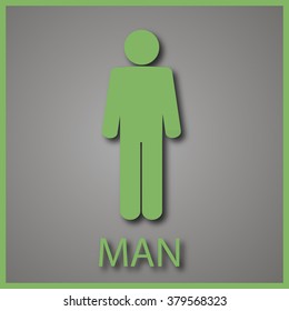 badge with painted silhouette of a man. vector illustration. people icon