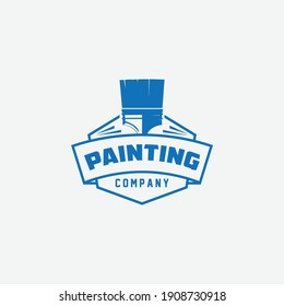 Badge Painting Business Company Logo Design. Paintbrush Symbol. Emblem Painting Vintage