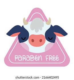 badge of paraben free with a cow