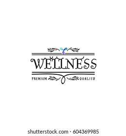 Badge as part of the design - Cosmetics logo Sticker, stamp, logo - for design, hands made. With the use of floral elements, calligraphy and lettering