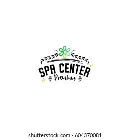 Badge as part of the design - Cosmetics logo Sticker, stamp, logo - for design, hands made. With the use of floral elements, calligraphy and lettering