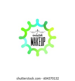 Badge as part of the design - Cosmetics logo Sticker, stamp, logo - for design, hands made. With the use of floral elements, calligraphy and lettering