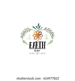 Badge as part of the design - Earth day. Sticker, stamp, logo - hand made.