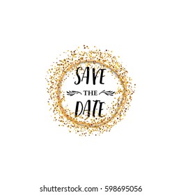 Badge as part of the design - Save the Date Sticker, stamp, logo - for design, hands made. With the use of floral elements, calligraphy and lettering