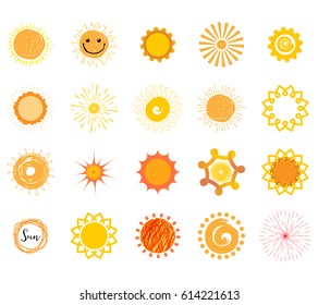 Badge as part of the design - Sun and summer. Sticker, stamp, logo - hands made.