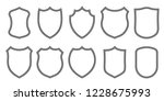 Badge patches vector outline templates. Vector sport club, military or heraldic shield and coat of arms blank icons