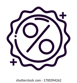 badge with percent symbol line style icon vector illustration design