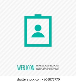 badge with person's profile isolated minimal icon. 