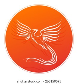 Badge with Phoenix bird silhouette and place for your text. Vector illustration.