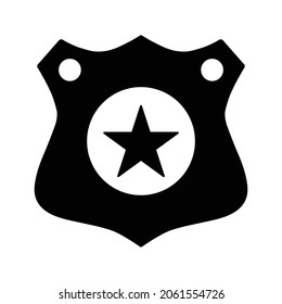 Badge, police icon. Black vector graphics.