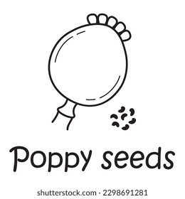 Badge poppy seeds with the inscription. Vector image, eps