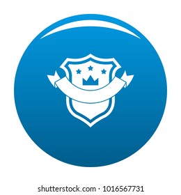 Badge quality icon vector blue circle isolated on white background 