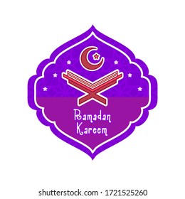 Badge of Ramadan Kareem on isolated background. Islamic vector design.