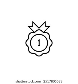 Badge of recognition icon for being the champion, number 1 and the best with ribbon