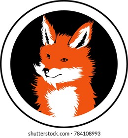 THE BADGE OF RED FOX IN CIRCLE BACKGROUND  