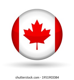 Insignia con icono de la hoja de arce roja sobre fondo blanco. Símbolo de vector de bandera de Canadá.