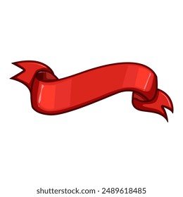 Abzeichen Red Ribbon Cartoon. Bogen neu, Preis Ecke, Lesezeichen Rabatt Abzeichen Red Ribbon Zeichen. Isolated Symbol Vektorillustration